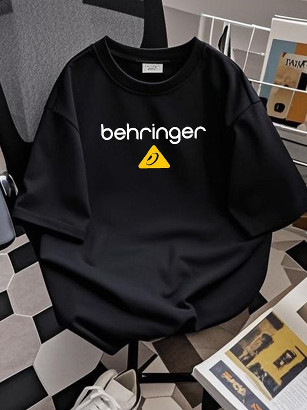 Behringer Logo Men's Heavy Cotton T-shirt Top For Everyday Wear Unisex Comfortable Casual Breathable Slightly Streetwear Stretched Stylish Soft_viptrois.com