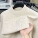 Autumn New Solid Color Half Turtleneck Thickened Cable Knit Warm Sweater Men's Winter Base Shirt_viptrois.com