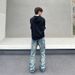 Men's Clothing High Street Old Washed Cleanfit Jeans Men's Trendy Straight Slim Flared Pants_viptrois.com