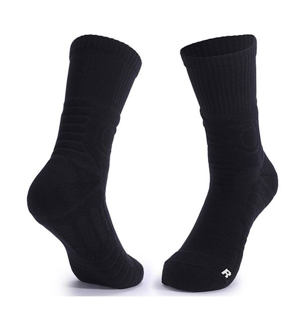 Shoe Accessories Practical Elite Adult Solid Color Basketball Socks Deodorant Mid Length Black And White Sports Socks Thick Towel Bottom Socks_viptrois.com