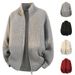 Men's Zip-Up Knit Sweater – Oversized High-Neck Pullover With Stretch Fabric (Machine Washable, Winter Casual Wear)_viptrois.com