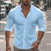 Men's Clothing Fashion New Men's Casual Solid Color Cotton And Linen Shirts With High Elasticity And Comfort Suitable_viptrois.com