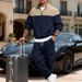 Men's Winter Suit Casual Simple Style Color Blocked Loose Workwear Stand Collar Sweatshirt And Sweatpants Set_viptrois.com