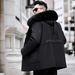 "Men's Mid-Length Parka Coat With Detachable Rex Rabbit Fur Lining & Fox Fur Collar – Premium Winter Outerwear"_viptrois.com