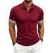 Men's Clothing Men's Summer Shirt Button Down Collar Sporty Casual Color Blocking Short Sleeves T-Shirt For Formal & Casual_viptrois.com