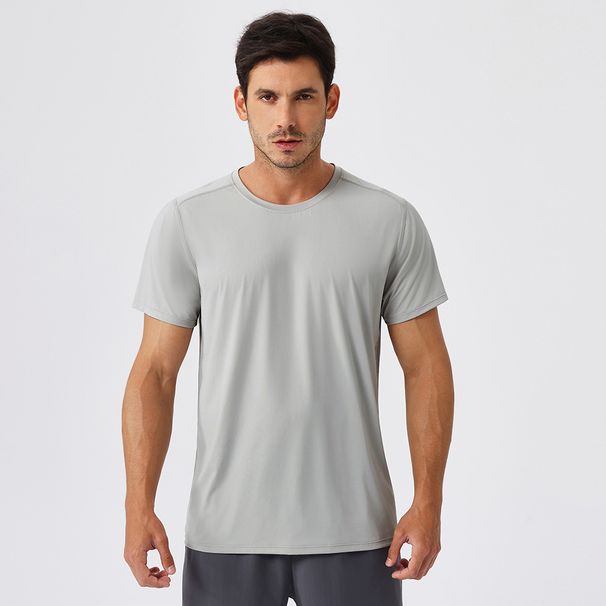 Men's Clothing Ice Silk Sun Protection Sports T Shirt Quick Drying Fitness Short Sleeved Outdoor Loose Breathable Round Neck Running Top_viptrois.com