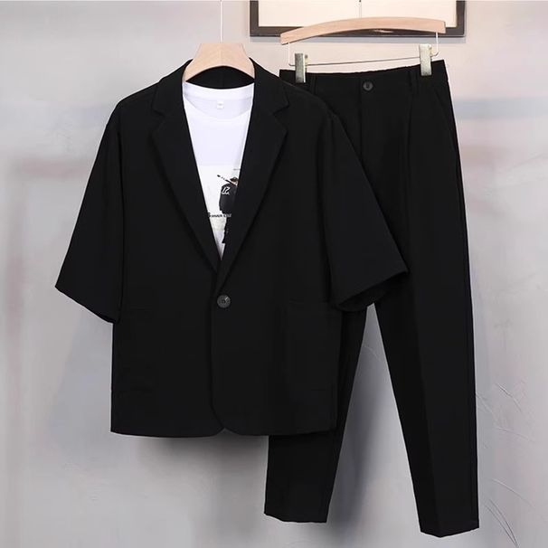 Men's Clothing Summer Casual Short Sleeves Stylish Small Suit Jackets Mature Style Men's Suits_viptrois.com