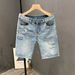 Ripped Denim Shorts For Men In Summer, Thin Loose Casual Mid Length Pants, 2024 New Trendy Brand, Cool And Stylish Five_viptrois.com