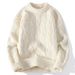 Men's Cable Knit Sweater Casual Crewneck Pullover Winter Warm Slim Fit Solid Color Top_viptrois.com