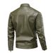Men's Clothing Men's Pu Retro Leather Jacket Stand Collar Motorcycle Style With Velvet Lining_viptrois.com