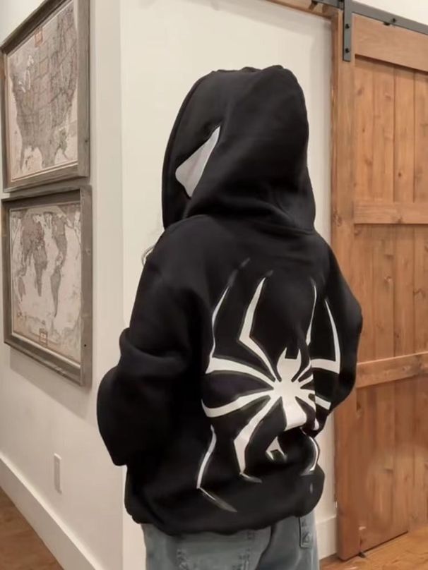 2023 Halloween Unique Men And Women Sweatshirt Y2K Couple Large Size Spider-Man Zip Hoodie_viptrois.com