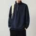 Men's Clothing Stand Collar Sweatshirt Solid Color Long Sleeved T Shirt Jacket Stand Collar Zipper Men's Clothing_viptrois.com