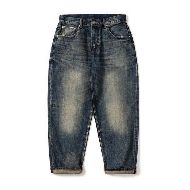 Men's Clothing 25SS New Japanese Style Loose Fit 14OZ Retro Distressed Selvedge Denim Jeans For Men_viptrois.com