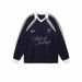 Original Workmanship Original Fabric American High Street Beads V-neck Design Sports Long-sleeved T-shirt Jersey Men And Women Couples Autumn_viptrois.com
