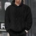 Men's Fleece Hooded Sweatshirt - Winter Casual Loose Fit Pullover With Jacquard Diamond Pattern (Black, Grey, Blue, Beige, Brown)_viptrois.com