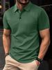 2026 Solid Color Lapel Summer Men's Loose Short Sleeve Simple Casual Daily T-Shirt_viptrois.com