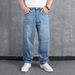 Men's Clothing Light Blue Large Size Jeans Men's Loose Casual Hip Hop Hip Hop Trousers Skateboard Pants Elastic_viptrois.com