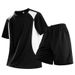 Men's Summer Ice Silk Suit Color Block Round Neck T-Shirt Quick Drying Plus Size Short Sleeve Two Piece Set_viptrois.com