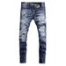 Men's Clothing Fashion Brand Men's Jeans Trendy Retro Blue Washed Ripped Patch Micro Elastic Slim Fit Skinny Pants Men_viptrois.com