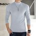 Half Turtleneck Base Shirt Men's Pure Cotton T-Shirt Solid Color Slim Fit Simple Casual Mid-Neck Long Sleeve Inner Wear_viptrois.com