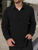 Spring And Autumn New Men's Solid Color Lapel Pocket Button Fashion All Match Loose Long Sleeve Shirt_viptrois.com