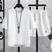 Men's Clothing Fashion Suit Waffle Short Sleeved T Shirt Trendy Loose Trendy Sports Casual Two Piece Suit_viptrois.com