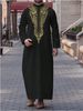 New Muslim Long Sleeve Embroidered Stand Collar Saudi Arabian Ethnic Style Men's Casual Robe_viptrois.com