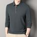 Nordmann Middle-aged Men's Spring And Autumn Long Sleeve T-shirt Polo Business Casual Turn-down Collar Dad's Solid Color_viptrois.com