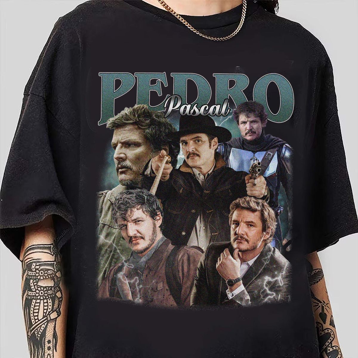 Vintage Camisa Tributo A Regalo Fans Pedro Pascal, Ropa Casual De Tela Para Hombres_viptrois.com