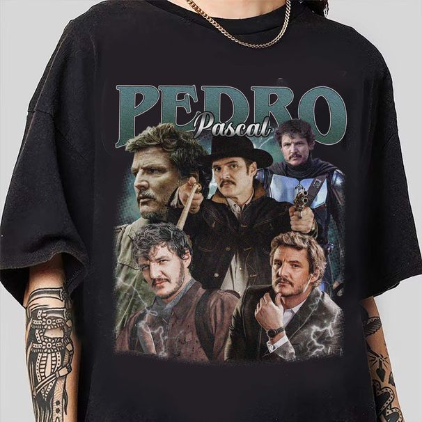Vintage Camisa Tributo A Regalo Fans Pedro Pascal, Ropa Casual De Tela Para Hombres_viptrois.com
