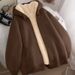 Men's Clothing Autumn/Winter Cardigan Sweatshirt Korean Style Fleece Lined Thick Warm Plus Size Wool Coat Solid Color Trendy_viptrois.com