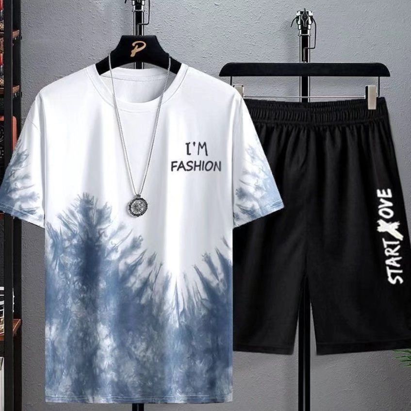 Men's Clothing Summer Thin Shorts Men's Ice Silk Short Sleeved T Shirt Set Of Trendy Handsome Casual Sports Summer Wear Two Piece Suit_viptrois.com