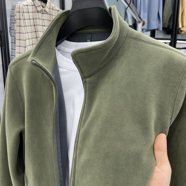Same Style Single Autumn Winter Orly Jacket Stand Up Collar Zipper Cardigan Men's Thick Warm Fleece Clip_viptrois.com