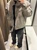 Men's Clothing Dirty Denim Jacket For Men Autumn Retro Long Sleeve Loose Silhouette Denim Top_viptrois.com