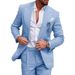 Men's Clothing linen new men's large size grab lapel suit two piece suit single row one button suit stock_viptrois.com