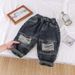 Children's clothing Boys' ripped doily jeans spring and autumn new style children's handsome casual pants boys' versatile pants trendy_viptrois.com