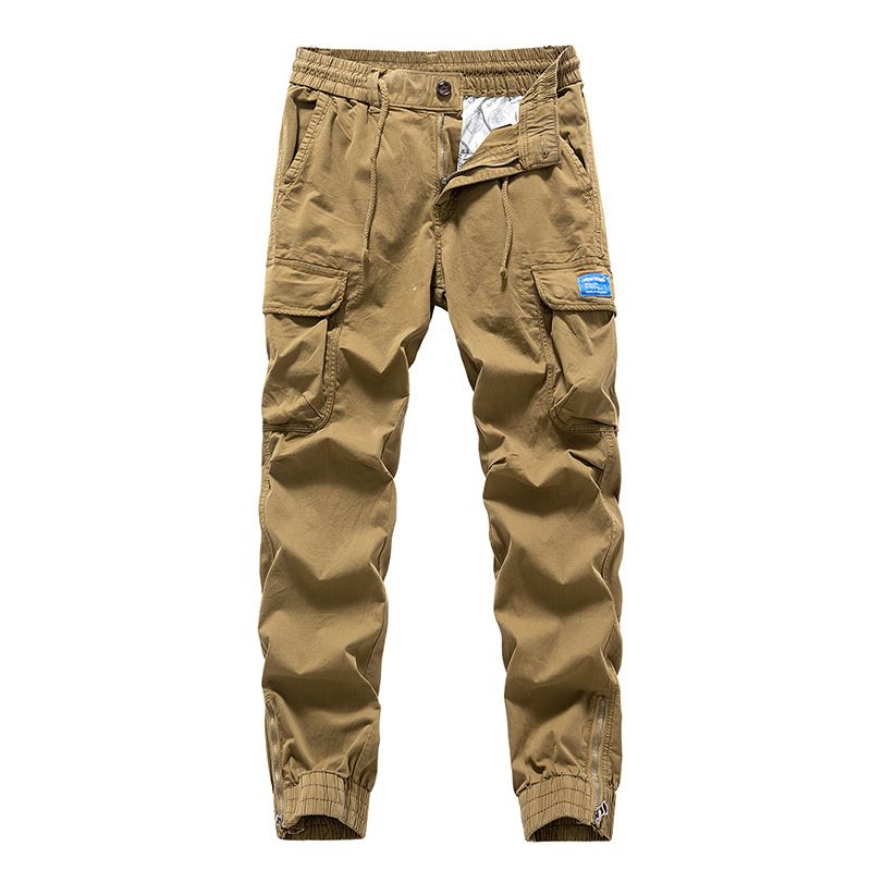 Men's Clothing Drawstring Korean Style Cargo Pants With Zipper & Multi-Pockets - Slim-Fit Workwear Pants In Army Green, Black, Grey, Khaki & Camel_viptrois.com