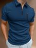 Men's Clothing Summer Polo Shirt Solid Color Zipper Henry Collar Sports Tops_viptrois.com