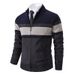 Pure 2025 New Men's Stand Collar Trendy Fashion Casual Color Block Knitted Cardigan Sweater Jacket Wholesale_viptrois.com