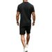 Summer Men's Checkered Embossed Suit Short Sleeve Casual Sports Two Piece Set Shorts_viptrois.com