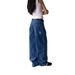 Vintage Embroidered Jeans - Y2K Retro High Street Wide Leg Pants, Loose Fit Casual Denim Trousers With Unique Stitching, Comfortable & Stylish_viptrois.com