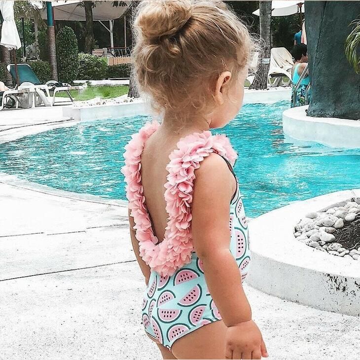 Mother & Kids Baby Girl Watermelon Swimsuit 3D Flower Bikini Swimming Swimwear_viptrois.com
