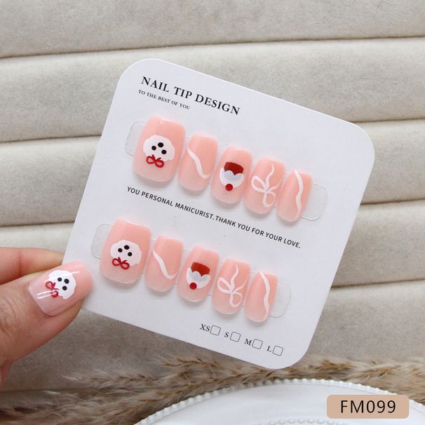 Handmade Armor Cute Short Cartoon Animal Corrugated Bow Girl's All-match Removable Nail Pieces Size_viptrois.com