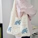 Knitted Bag Retro Hollow Hand Woven Bag Shoulder Bag Blue Turtle Women's Handbag Shopping Bag_viptrois.com