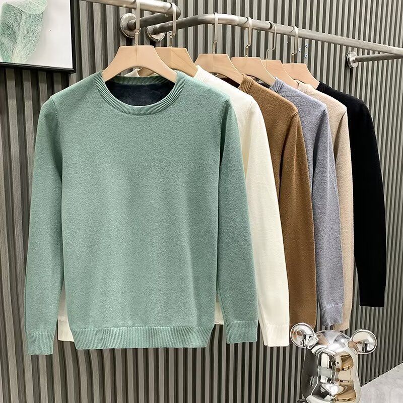 Men's Round Neck Sweater - Casual Solid Color Knit Pullover, Slim Fit, Breathable & Stretchy, Versatile For Daily Wear (Multiple Colors & Sizes)_viptrois.com