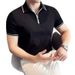 Men's Half Zip Short-Sleeved Polo Shirt Color-Block Ice Silk Stretch Casual Thin Top Recommended by Douyin And Xiaohongshu_viptrois.com
