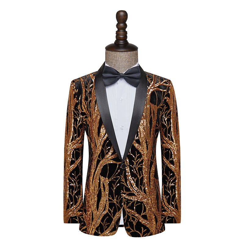 Men's Costume Sequin Tree Dress Coat Stage Performance Suit Coat_viptrois.com