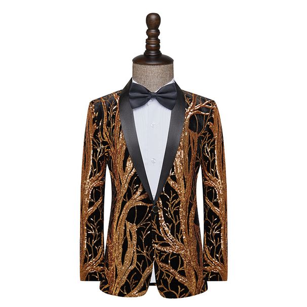 Men's Costume Sequin Tree Dress Coat Stage Performance Suit Coat_viptrois.com