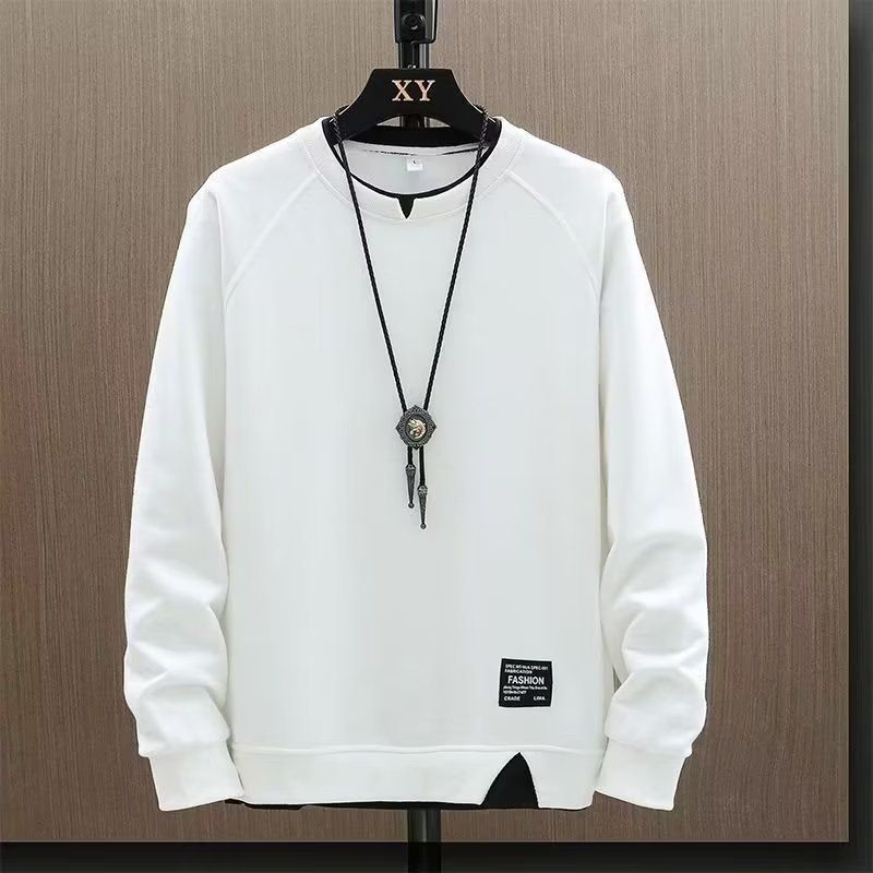 Men's Heavyweight Long-Sleeve Crewneck T-Shirt – Japanese-Inspired Relaxed Fit, Solid Color Basic Top For Casual & Layering (Black/White/Grey/Blue)_viptrois.com