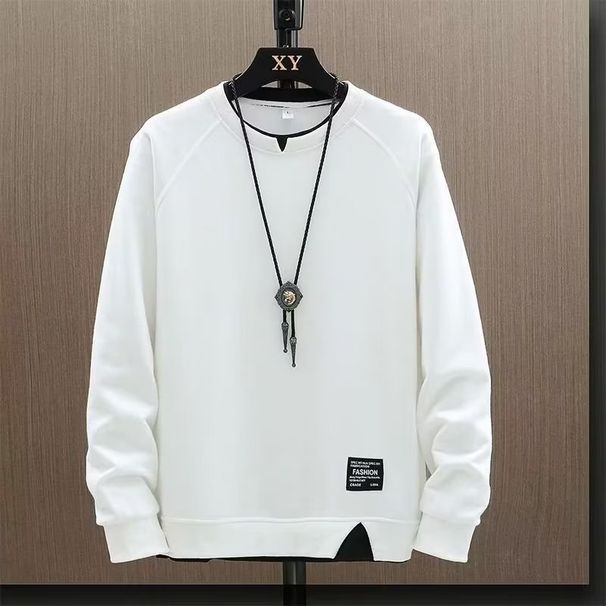Men's Heavyweight Long-Sleeve Crewneck T-Shirt – Japanese-Inspired Relaxed Fit, Solid Color Basic Top For Casual & Layering (Black/White/Grey/Blue)_viptrois.com